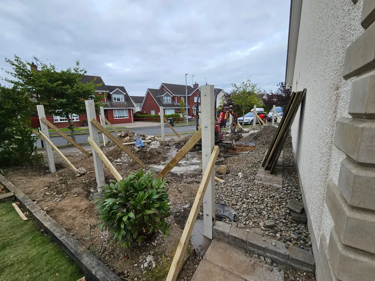 The greenhouse base being prepared