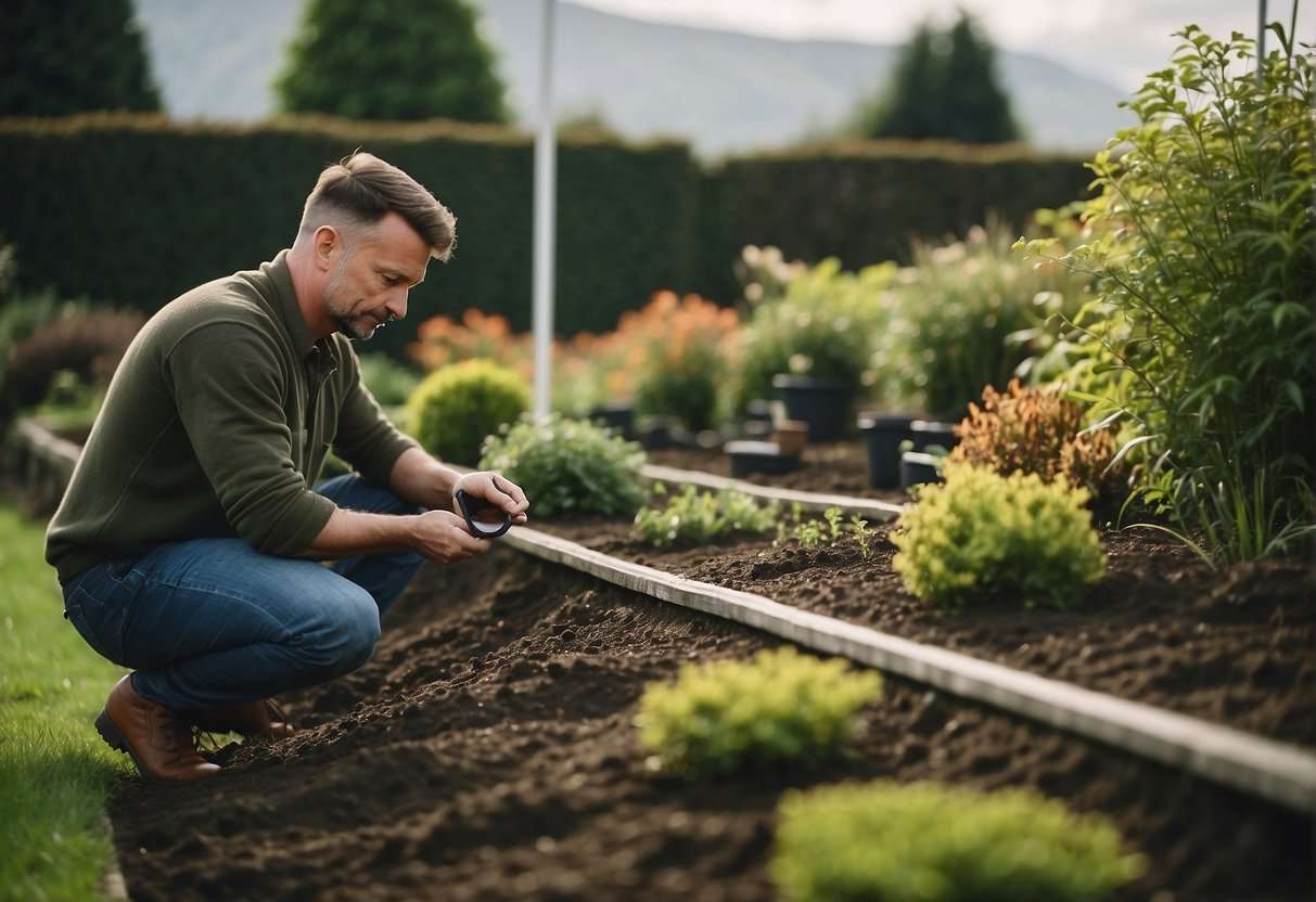 A landscaper in Ireland surveys a garden site, considering soil quality, drainage, and climate before designing